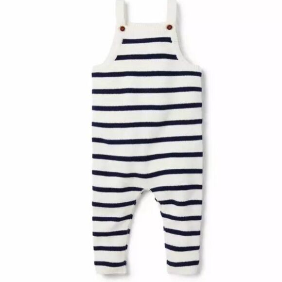 Janie and Jack 100047838 Navy and white Baby Striped Sweater Overall size 12-18 - Picture 1 of 10